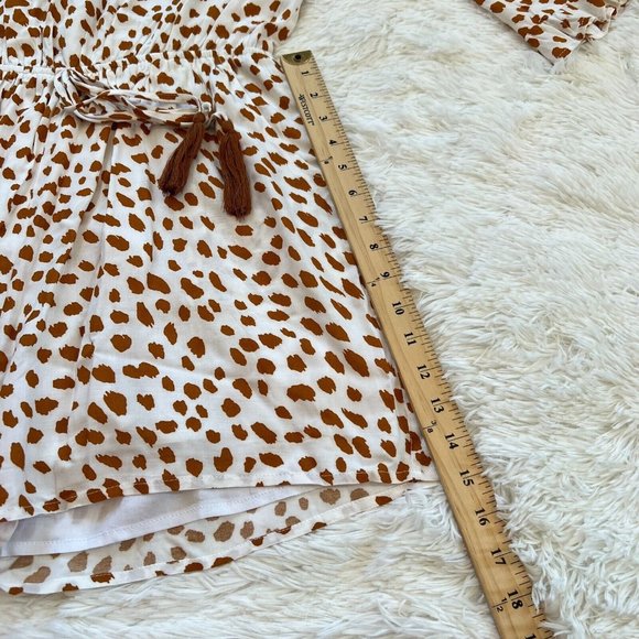 KOri America Romper Small Animal Print Drawstring Waist Pocket Boho Ruffle 15348 - Picture 12 of 13
